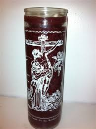 CANDLE 8" Screened Glass ST. Francis Assisi 12pk Brown