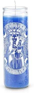 CANDLE 8" Screened Glass Santa Barbara Africana 12pk Blue