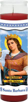 CANDLE 8" W/Label SANTA BARBARA 400ml 12PK Red