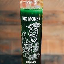 CANDLE 8" BIG MONEY  Screened Glass 12 PK GREEN