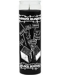 [BLOCKBLACK] CANDLE 8" Screened Glass block buster Black 12PK