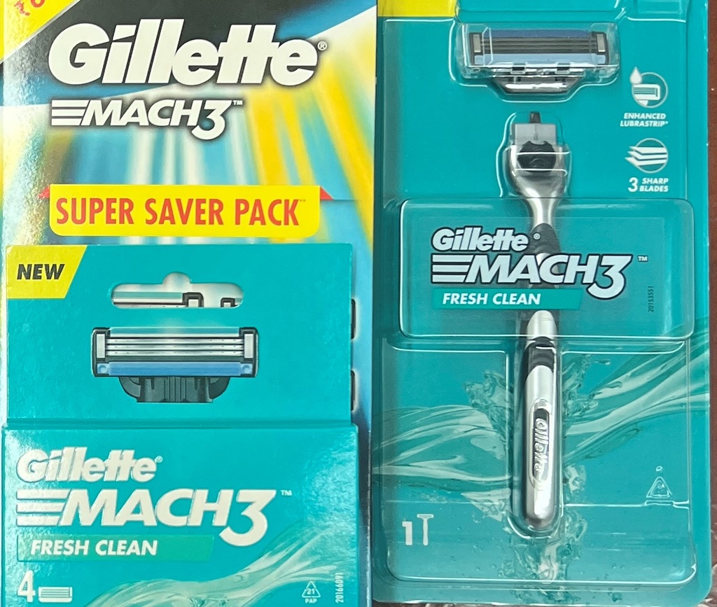 GILLETTE MACH3 1Razor 4Cartidges Super Saver Pk /24