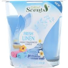 GREAT S. CANDLE JAR FRESH LINEN 3oz /12