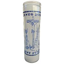 CANDLE 8" Screened Glass JUSTO JUEZ 12pk WHITE