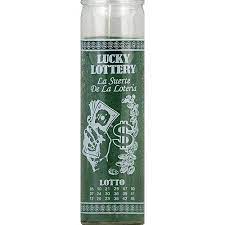 CANDLE 8" Screened Glass LOTTERY GREEN 12pk