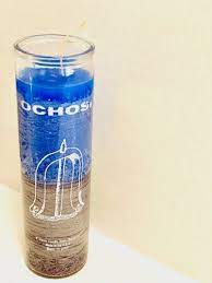 CANDLE 8" Screened Glass OCHOSI 12PK BLUE/PURPLE