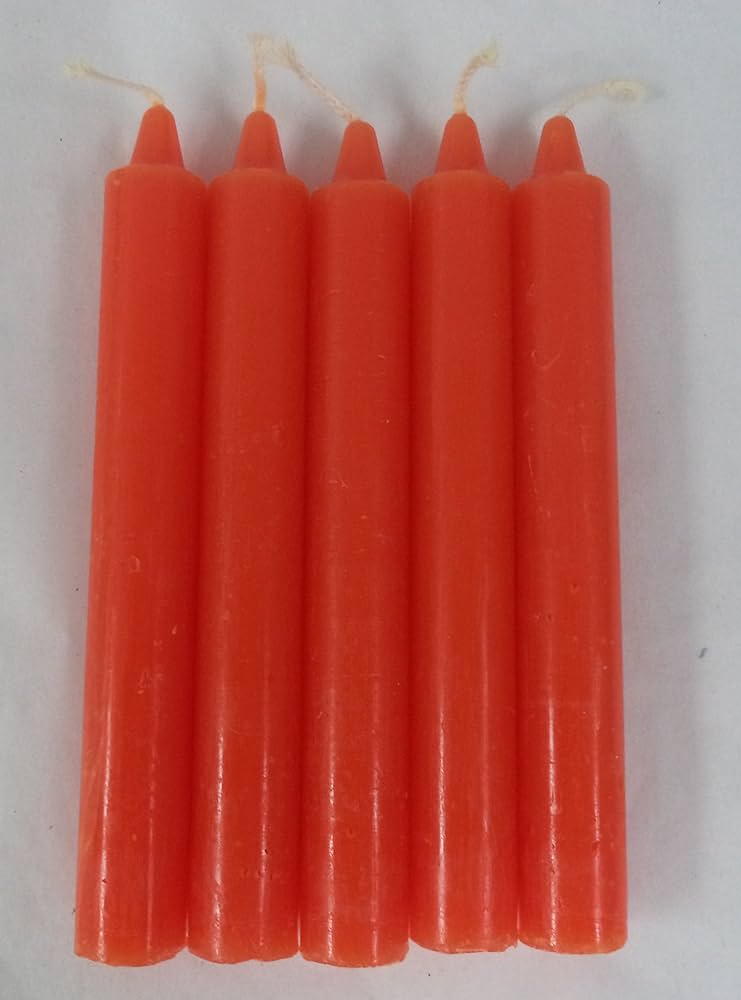 [7592800004775 ORANGE] ZAFIRO CANDLE HOUSEHOLD 6" ORANGE 5PK /24