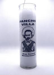 CANDLE 8" Screened Glass PANCHO VILLA 12pk WHITE
