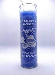 CANDLE 8" Screened Glass Paz en el Hogar / Peaceful Home BLUE 12PK