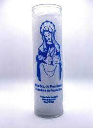CANDLE 8" W/Label Sra. de la Provid. 12pk white