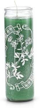 CANDLE 8" Screened Glass RUDA 12PK GREEN