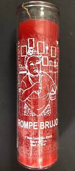 CANDLE 8" Screened Glass ROMPE BRUJO 12PK RED
