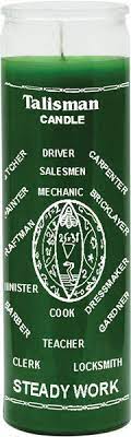 CANDLE 8" Screened Glass Steady Work/Talisman 12pk Green