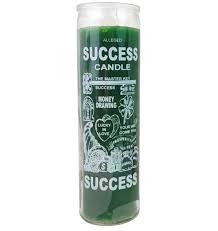 CANDLE 8" Screenrd Glass SUCCESS 12PK GREEN