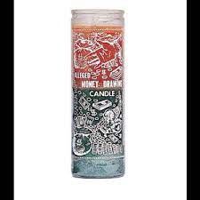 CANDLE 8" Screened Glass Money Drawing 12pk Pink & Green