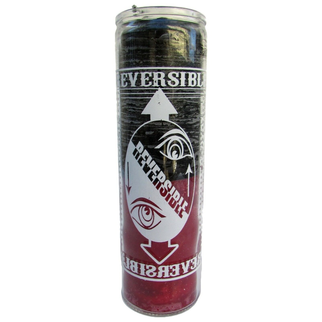 CANDLE 8" Screened Glass REVERSIBLE BLACK/RED 12pk