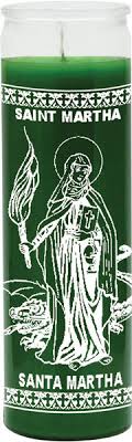 CANDLE 8" Screened Glass SANTA MARTA 12PK GREEN
