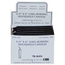 CANDLE HOUSEHOLD BLACK 36PK /6