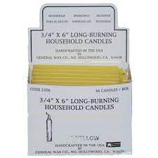 CANDLE HOUSEHOLD YELLOW 36PK /6
