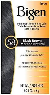 BIGEN HAIR COLOR #58 BLACK BROWN 6gm /12