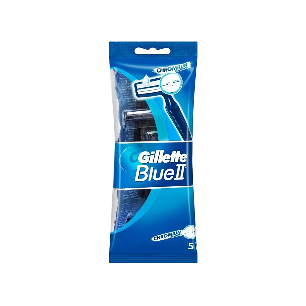 GILLETTE BLUE II RAZOR CHROMIUM COATING 5PK /24