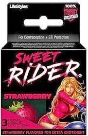 LIFE STYLES RIDER CONDOMS 3CT Sweet Rider STRWB. /6