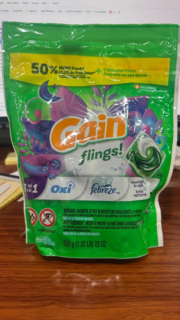 GAIN PODS FLINGS 3in1 OXI 31CT ASSORTED /18