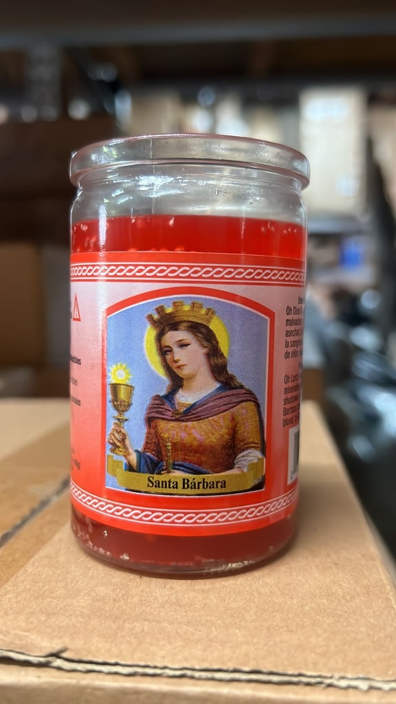 CANDLE 50 HR 3" BARBARA  w/label RED 24pk