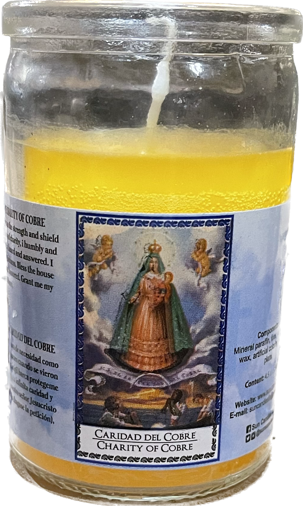 [7592800009602 24PK] CANDLE 50 HR 3" CARIDAD DEL COBRE 24PK YELLOW