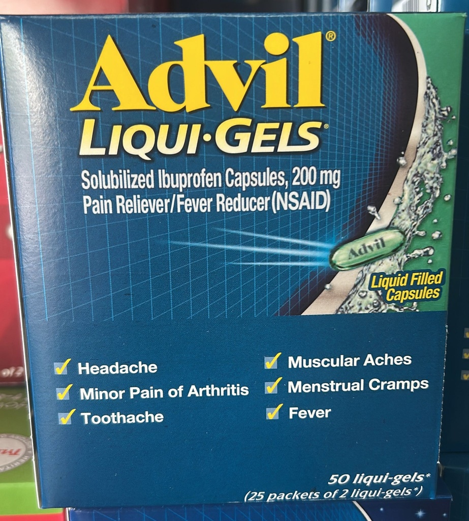 ADVIL LIQUID-GELS disp. BOX 25 x 2's /20 exp 3/27