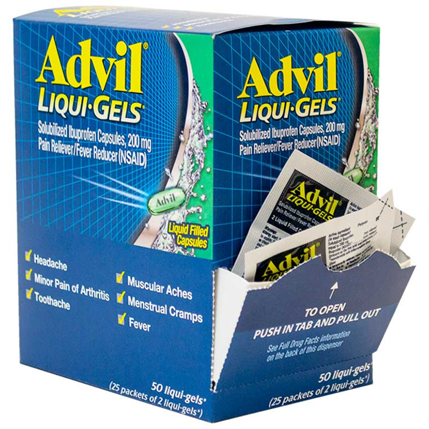 ADVIL LIQUID-GELS disp. BOX 25 x 2's /20 exp 6/27