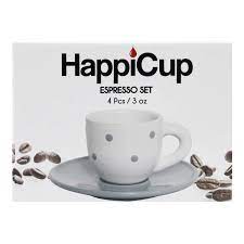 HAPPICUP ESPRESSO COFFEE SET 4 CUP & SAUCER 3oz