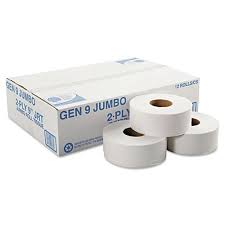 TOILET PAPER JUMBO ROLL  WHITE 12-ROLLS /BOX