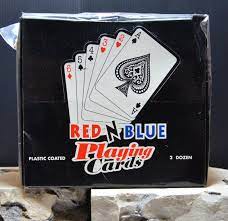 PLAYING CARDS RED N BLUE  PLASTIC 24-PK /12