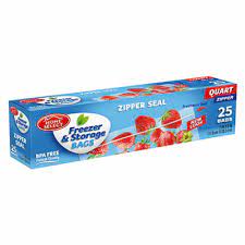 HOME S. FOOD STORAGE FREEZER BAGS 1QT - 25ct /24