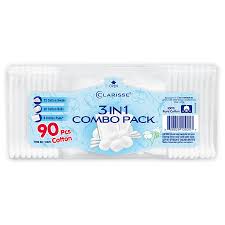 CLARISSE 3in1 COMBO PK Swabs Balls & Pads 90ct /12
