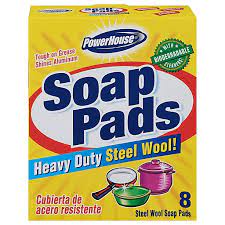 POWER SOAP PADS STEEL WOOL 8PK /12