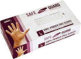 SAFE GUARD GLOVES VINYL (powder free) Large 100PK/10