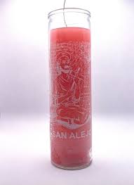CANDLE 8" Screened Glass St. Alex /San Alejo Pink 12pk