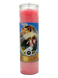 CANDLE 8" W/LABEL SAN ALEJO 400ml 12PK PINK