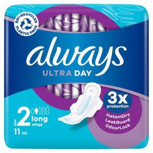 ALWAYS ULTRA DAY Size 2 LONG W/Wings 11ct /12