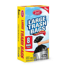 [808829102789] HOME SELECT TRASH BAGS 30 GAL 8PK & TIES /24
