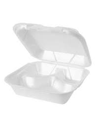 [7460834320249] Termopac 8X8 Hinged Lid Foam Tray 3/Comp 2pk of 100