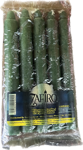 [7592800004775 GREEN] ZAFIRO CANDLE HOUSEHOLD 6" GREEN 5PK /24