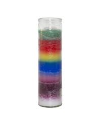 [186148001793] CANDLE 8" 7 Colored clear glass 470ml 12PK