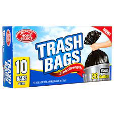 [808829060249] HOME S. TRASH BAGS 26GL -10ct & TIES /24