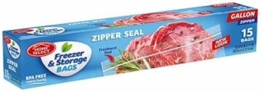 [808829060799] HOME S. FREEZER STORAGE BAGS W/Zipper GAL 15ct /24