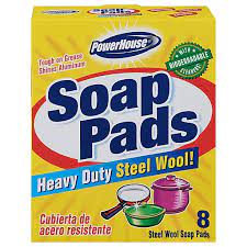 [808829114980] POWER HOUSE SOAP PADS STEEL WOOL 8-PK /12