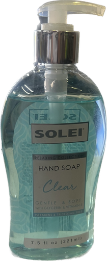 [814266024867] SOLEI HAND SOAP CLEAR GENTLE 7.5oz/24