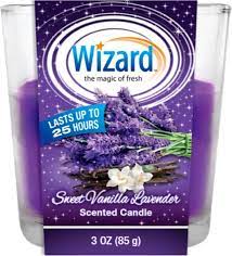 [850015737036] WIZARD CANDLE SWEET VANILLA  LAVENDER 3oz /12